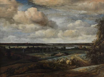 Niederländische Panoramalandschaft mit einem Fluss, 1654